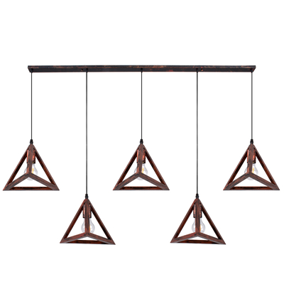 GloboStar® TRIANGLE 00609 Μοντέρνο Κρεμαστό Φωτιστικό Ράγα Πολύφωτο 5 x E27 IP20 Χάλκινο Μέταλλο - Μ170 x Π22 x Y130cm