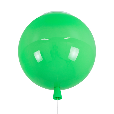 GloboStar® BALLOON 00653 Παιδικό Φωτιστικό Οροφής Μπάλα Μονόφωτο 1 x E27 IP20 Πράσινο Πλαστικό με Ασημί Μέταλλο - Μ30 x Π30 x Υ33cm