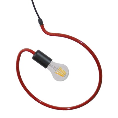 GloboStar® LIBBY 01095-1 Παιδικό Κρεμαστό Φωτιστικό Ανάρτηση Μονόφωτο 1 x E27 IP20 Κόκκινο Μέταλλο - Μ28 x Π28 x Υ16cm
