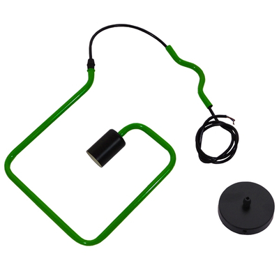 GloboStar® LIBBY 01096-1 Παιδικό Κρεμαστό Φωτιστικό Ανάρτηση Μονόφωτο 1 x E27 IP20 Πράσινο & Μαύρο Μέταλλο - Μ31 x Π31 x Υ16cm