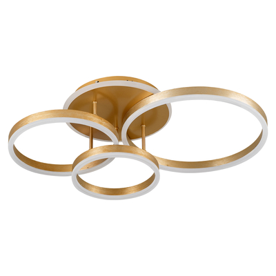 GloboStar® VENOM 61125 Φωτιστικό Οροφής Δαχτυλίδι-Κύκλος LED CCT 100W 12100lm 360° AC 220-240V - Εναλλαγή Φωτισμού μέσω Τηλεχειριστηρίου All In One Ψυχρό 6000k+Φυσικό 4500k+Θερμό 2700k Dimmable Φ25+30+40cm+BackLight - Χρυσό Βούρτσας - 3 Years Warranty