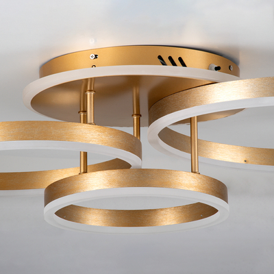 GloboStar® VENOM 61125 Φωτιστικό Οροφής Δαχτυλίδι-Κύκλος LED CCT 100W 12100lm 360° AC 220-240V - Εναλλαγή Φωτισμού μέσω Τηλεχειριστηρίου All In One Ψυχρό 6000k+Φυσικό 4500k+Θερμό 2700k Dimmable Φ25+30+40cm+BackLight - Χρυσό Βούρτσας - 3 Years Warranty