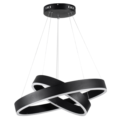 GloboStar® VENOM DUO 61185 Κρεμαστό Φωτιστικό Δαχτυλίδι-Κύκλος LED CCT 75W 8818lm 120° AC 220-240V - Εναλλαγή Φωτισμού μέσω Τηλεχειριστηρίου All In One Ψυχρό 6000K+Φυσικό 4500K+Θερμό 2700K Dimmable Φ40+60cm - Μαύρο - 3 Years Warranty