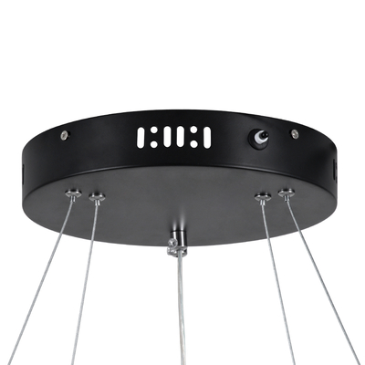 GloboStar® VENOM DUO 61185-DECO Κρεμαστό Φωτιστικό Δαχτυλίδι-Κύκλος LED CCT 75W 8818lm 120° AC 220-240V - Εναλλαγή Φωτισμού μέσω Τηλεχειριστηρίου All In One Ψυχρό 6000K+Φυσικό 4500K+Θερμό 2700K Dimmable Φ40+60cm - Μαύρο - 3 Years Warranty