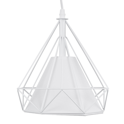 GloboStar® EIFFEL 61570 Vintage Κρεμαστό Φωτιστικό Ράγα Τρίφωτο 3 x E27 IP20 Λευκό Μέταλλο με Λευκό Ύφασμα - Μ68 x Π25 x Υ130cm