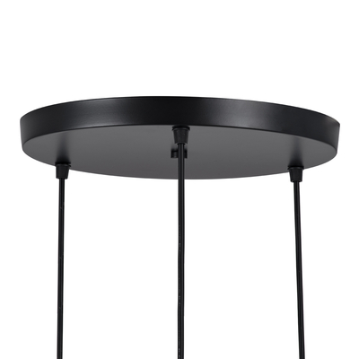 GloboStar® AVA 61572 Μοντέρνο Κρεμαστό Φωτιστικό Καμπάνα Τρίφωτο 3 x E27 IP20 Μαύρο Μέταλλο με Μπεζ Ξύλο - Μ35 x Π35 x Υ130cm