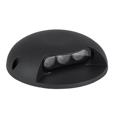 GLOBOSTAR® STEP-LUNA 90616 Αρχιτεκτονικό Φωτιστικό Διαδρόμου/Σκαλοπατιού LED 3W 330lm 10° DC 24V Αδιάβροχο IP65 Θερμό Λευκό 2700K Dimmable - Μαύρο - Φ12 x Υ3cm - 3 Χρόνια Εγγύηση