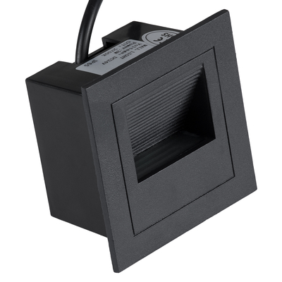 GLOBOSTAR® STEP-MINA 90625 Χωνευτό Αρχιτεκτονικό Φωτιστικό Διαδρόμου/Σκαλοπατιού LED 3W 330lm 30° DC 24V Αδιάβροχο IP65 Θερμό Λευκό 2700K Dimmable - Μαύρο - Μ8.3 x Π8.3 x Υ5cm - 3 Χρόνια Εγγύηση