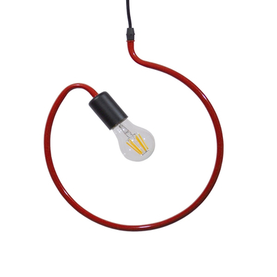 GloboStar® LIBBY 01095-1 Παιδικό Κρεμαστό Φωτιστικό Ανάρτηση Μονόφωτο 1 x E27 IP20 Κόκκινο Μέταλλο - Μ28 x Π28 x Υ16cm
