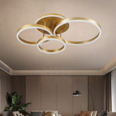 GloboStar® VENOM 61125 Φωτιστικό Οροφής Δαχτυλίδι-Κύκλος LED CCT 100W 12100lm 360° AC 220-240V - Εναλλαγή Φωτισμού μέσω Τηλεχειριστηρίου All In One Ψυχρό 6000k+Φυσικό 4500k+Θερμό 2700k Dimmable Φ25+30+40cm+BackLight - Χρυσό Βούρτσας - 3 Years Warranty