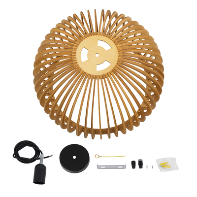 GloboStar® SCANDINAVIA 01699 Μοντέρνο Κρεμαστό Φωτιστικό Πλέγμα Μονόφωτο 1 x E27 IP20 Μπεζ Ξύλο - Μ44 x Π44 x Υ28cm