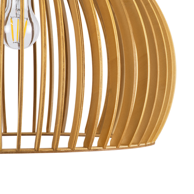 GloboStar® SCANDINAVIA 01699 Μοντέρνο Κρεμαστό Φωτιστικό Πλέγμα Μονόφωτο 1 x E27 IP20 Μπεζ Ξύλο - Μ44 x Π44 x Υ28cm