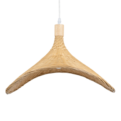 GloboStar® CUBA 01719 Boho Κρεμαστό Φωτιστικό Ανάρτηση Μονόφωτο 1 x E27 IP20 Μπεζ Ξύλο - Μ53 x Π53 x Υ30cm