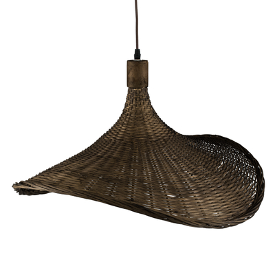 GloboStar® CUBA 01720 Boho Κρεμαστό Φωτιστικό Ανάρτηση Μονόφωτο 1 x E27 IP20 Καφέ Ξύλο - Μ53 x Π53 x Υ30cm