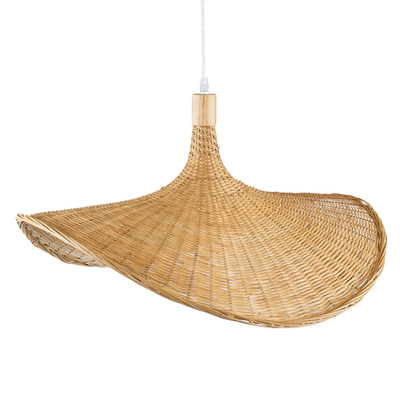 GloboStar® CUBA 01721 Boho Κρεμαστό Φωτιστικό Ανάρτηση Μονόφωτο 1 x E27 IP20 Μπεζ Ξύλο - Μ63 x Π63 x Υ32cm