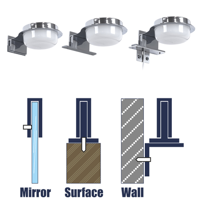 GloboStar® KIARA 60402 Μοντέρνο Φωτιστικό Τοίχου - Απλίκα Καθρέπτη Μπάνιου με 3 Τρόπους Τοποθέτησης LED 5W 560lm 120° AC 220-240V IP44 Μ10 x Π13 x Υ3cm - Φυσικό Λευκό 4500K - Χρώμιο Νίκελ - 3 Χρόνια Εγγύηση