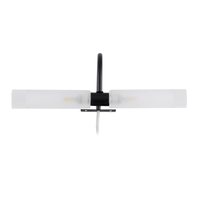 GloboStar® FLORA 60412 Μοντέρνο Φωτιστικό Τοίχου - Απλίκα Καθρέπτη Μπάνιου - Πίνακα 2 x G9 270° AC 220-240V IP44 Μ31 x Π13 x Υ12cm - Μαύρο - 5 Χρόνια Εγγύηση