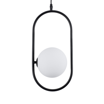 GloboStar® HAMBURG 00589 Μοντέρνο Κρεμαστό Φωτιστικό Μπάλα Μονόφωτο 1 x G9 Μαύρο Μέταλλο με Λευκό Γυαλί - Μ20 x Π15 x Υ40cm