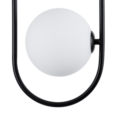 GloboStar® HAMBURG 00589 Μοντέρνο Κρεμαστό Φωτιστικό Μπάλα Μονόφωτο 1 x G9 Μαύρο Μέταλλο με Λευκό Γυαλί - Μ20 x Π15 x Υ40cm