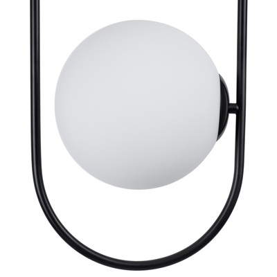 GloboStar® HAMBURG 00591 Μοντέρνο Κρεμαστό Φωτιστικό Μπάλα Μονόφωτο 1 x E14 IP20 Μαύρο Μέταλλο με Λευκό Γυαλί - Μ25 x Π20 x Υ50cm