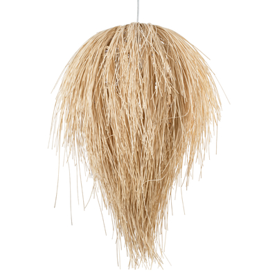 GloboStar® ARCHIPELAGO 01749 Boho Κρεμαστό Φωτιστικό Πλέγμα Μονόφωτο 1 x E27 IP20 Μπεζ Ξύλο - Μ40 x Π40 x Υ63cm