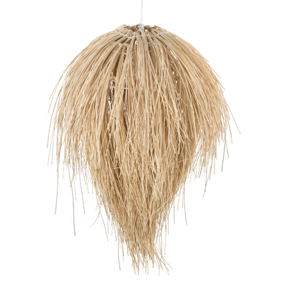 GloboStar® ARCHIPELAGO 01749 Boho Κρεμαστό Φωτιστικό Πλέγμα Μονόφωτο 1 x E27 IP20 Μπεζ Ξύλο - Μ40 x Π40 x Υ63cm