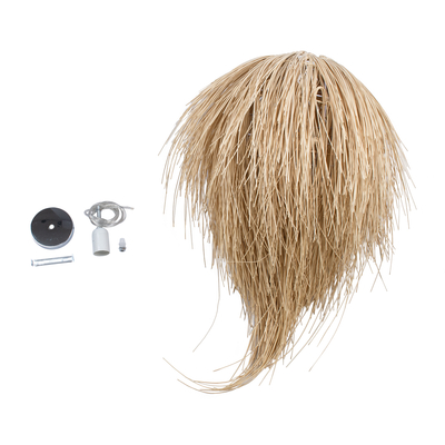 GloboStar® ARCHIPELAGO 01749 Boho Κρεμαστό Φωτιστικό Πλέγμα Μονόφωτο 1 x E27 IP20 Μπεζ Ξύλο - Μ40 x Π40 x Υ63cm