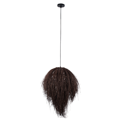 GloboStar® ARCHIPELAGO 01750 Boho Κρεμαστό Φωτιστικό Πλέγμα Μονόφωτο 1 x E27 IP20 Καφέ Ξύλο - Μ40 x Π40 x Υ63cm