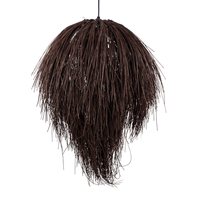 GloboStar® ARCHIPELAGO 01750 Boho Κρεμαστό Φωτιστικό Πλέγμα Μονόφωτο 1 x E27 IP20 Καφέ Ξύλο - Μ40 x Π40 x Υ63cm