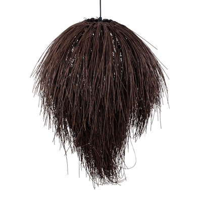 GloboStar® ARCHIPELAGO 01750 Boho Κρεμαστό Φωτιστικό Πλέγμα Μονόφωτο 1 x E27 IP20 Καφέ Ξύλο - Μ40 x Π40 x Υ63cm