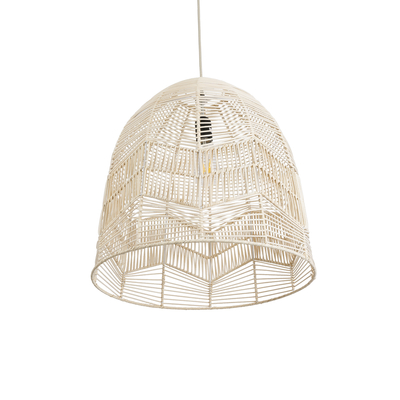 GloboStar® ALOHA 01751 Boho Κρεμαστό Φωτιστικό Καμπάνα Μονόφωτο 1 x E27 IP20 Μπεζ Σχοινί - Μ45 x Π45 x Y48cm