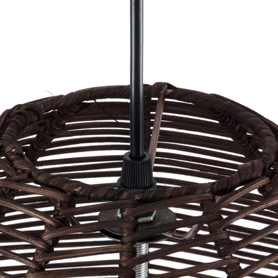 GloboStar® ALOHA 01752 Boho Κρεμαστό Φωτιστικό Καμπάνα Μονόφωτο 1 x E27 IP20 Καφέ Σχοινί - Μ43 x Π43 x Y46cm