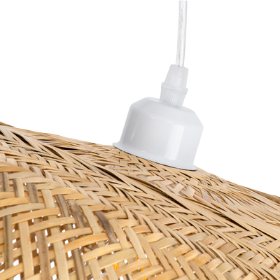 GloboStar® CARIBBEAN 01784 Μοντέρνο Κρεμαστό Φωτιστικό Πλέγμα Μονόφωτο 1 x E27 IP20 Μπεζ Ξύλο - Μ80 x Π80 x Υ35cm