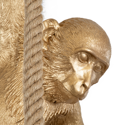 GloboStar® APES 01803 Μοντέρνο Κρεμαστό Φωτιστικό Φιγούρα Μονόφωτο 1 x E27 IP20 Χρυσό Πλαστικό με Μπεζ Σχοινί - Μ26 x Π28 x Υ69cm