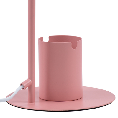 GloboStar® PENCASE 61565 Μοντέρνο Επιτραπέζιο Φωτιστικό Γραφείου - Πορτατίφ - Μονόφωτο 1 x E27 Ροζ Μεταλλικό Καμπάνα με Διακόπτη On/Off - Μολυβοθήκη & Βάση Τηλεφώνου - L12 x W15 x H38cm