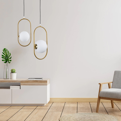 GloboStar® HAMBURG 00590 Μοντέρνο Κρεμαστό Φωτιστικό Μπάλα Μονόφωτο 1 x G9 Χρυσό Μέταλλο με Λευκό Γυαλί - Μ20 x Π15 x Υ40cm