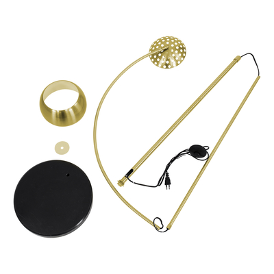 GloboStar® PRAGUE 00991 Μοντέρνο Επιδαπέδιο Φωτιστικό Μονόφωτο 1 x E27 IP20 Χρυσό Μέταλλο με Μαύρο Μάρμαρο - Μ90 x Π29.5 x Υ180cm