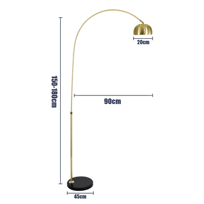GloboStar® PRAGUE 00991 Μοντέρνο Επιδαπέδιο Φωτιστικό Μονόφωτο 1 x E27 IP20 Χρυσό Μέταλλο με Μαύρο Μάρμαρο - Μ90 x Π29.5 x Υ180cm