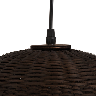 GloboStar® BORA-BORA 01736 Boho Κρεμαστό Φωτιστικό Καμπάνα Μονόφωτο 1 x E27 IP20 Καφέ Ξύλο - Μ42 x Π42 x Y44cm