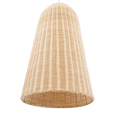 GloboStar® FAROL 01746 Boho Κρεμαστό Φωτιστικό Καμπάνα Μονόφωτο 1 x E27 IP20 Μπεζ Ξύλο - Μ60 x Π60 x Y100cm