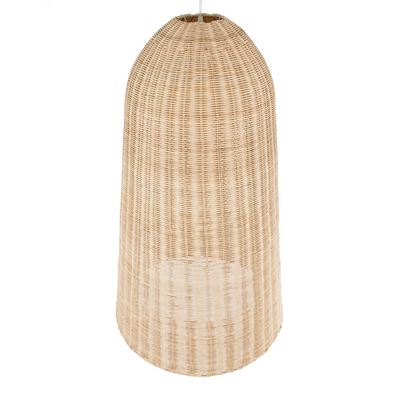 GloboStar® FAROL 01746 Boho Κρεμαστό Φωτιστικό Καμπάνα Μονόφωτο 1 x E27 IP20 Μπεζ Ξύλο - Μ60 x Π60 x Y100cm