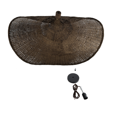 GloboStar® CUBA 01768 Boho Κρεμαστό Φωτιστικό Ανάρτηση Μονόφωτο 1 x E27 IP20 Καφέ Ξύλο - Μ80 x Π80 x Y49cm