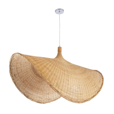 GloboStar® CUBA 01769 Boho Κρεμαστό Φωτιστικό Ανάρτηση Μονόφωτο 1 x E27 IP20 Μπεζ Ξύλο - Μ100 x Π100 x Υ55cm