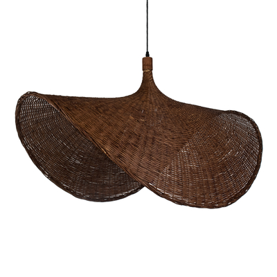 GloboStar® CUBA 01770 Boho Κρεμαστό Φωτιστικό Ανάρτηση Μονόφωτο 1 x E27 IP20 Καφέ Ξύλο - Μ100 x Π100 x Y55cm