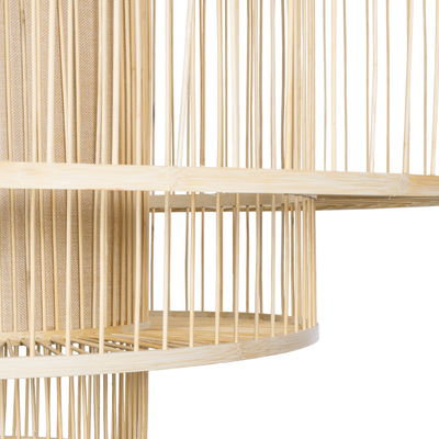 GloboStar® HIBISCUS 01780 Boho Κρεμαστό Φωτιστικό Πλέγμα Μονόφωτο 1 x E27 IP20 Μπεζ Ξύλο - Μ100 x Π100 x Y100cm