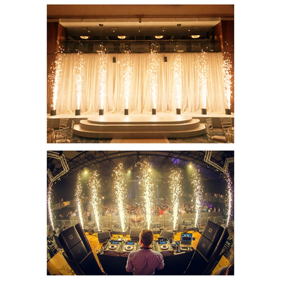 GloboStar® 51148 SIRENS Επαγγελματική Επιδαπέδια Μηχανή Cold Sparkle Machine - Fountain Εφέ με Άκαυστες Σπίθες 600W AC 220V-240V DMX512 Display on Body - Μαύρο - L18 x W16.5 x H24cm