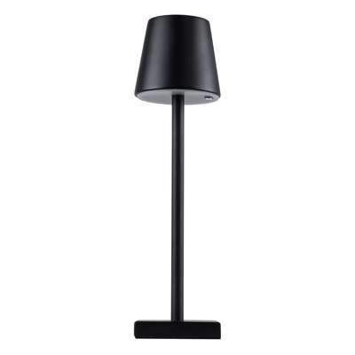 GloboStar® NEGA 60473 Μοντέρνο Επιτραπέζιο Φωτιστικό Πορτατίφ LED 2.2W 154lm 360° DC 5V Επαναφορτιζόμενο με Μπαταρία Li-ion 4000mAh - Διακόπτη Αφής - Θερμό Λευκό 2700K - Dimmable - D10 x H39cm - Μαύρο - 2 Years Warranty