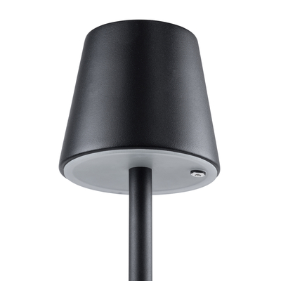 GloboStar® NEGA 60473 Μοντέρνο Επιτραπέζιο Φωτιστικό Πορτατίφ LED 2.2W 154lm 360° DC 5V Επαναφορτιζόμενο με Μπαταρία Li-ion 4000mAh - Διακόπτη Αφής - Θερμό Λευκό 2700K - Dimmable - D10 x H39cm - Μαύρο - 2 Years Warranty