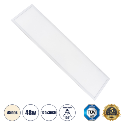 GloboStar® 60213 Χωνευτό LED Panel Milky Super Slim 120x30cm 48W 4560lm 120° CRI≥80Ra UGR