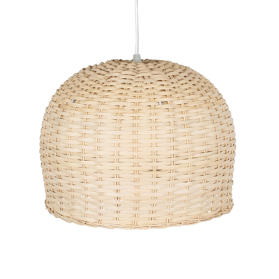 GloboStar® BERMUDA 01708 Boho Κρεμαστό Φωτιστικό Καμπάνα Μονόφωτο 1 x E27 IP20 Μπεζ Ξύλο - Μ31 x Π31 x Y22cm